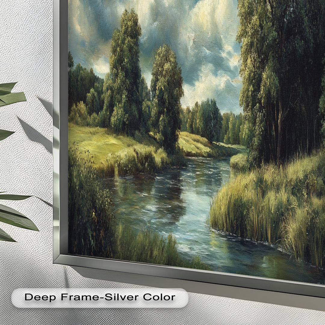 River Landscape Painting – Framed Oil Painting