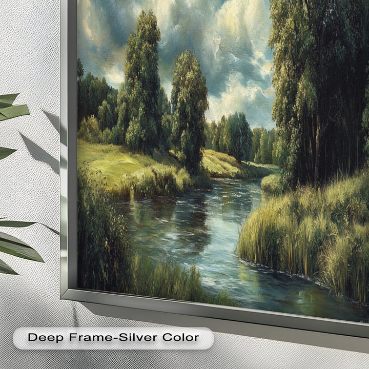 River Landscape Painting – Framed Oil Painting