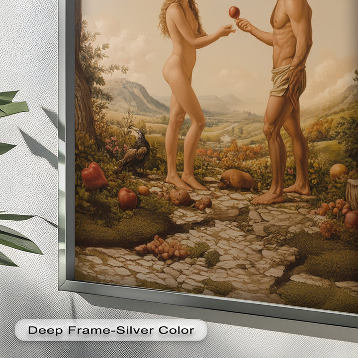 The First Temptation – Adam and Eve in Eden Renaissance Oil Painting