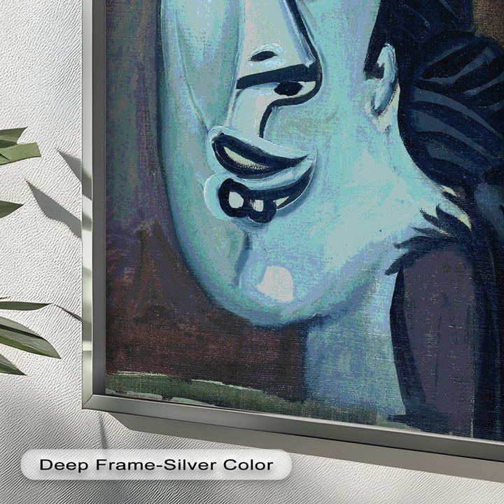 Twilight Reflections – Blue Cubist Woman Picasso Oil Painting