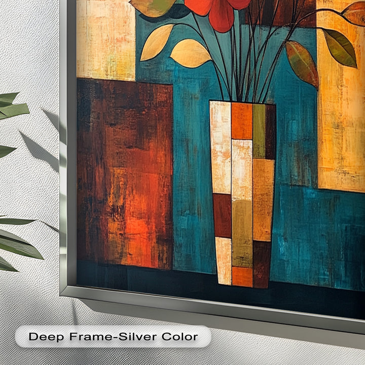 Geometric Bloom – Modern Floral Abstract Oil Painting