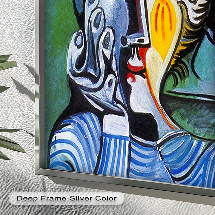 Striped Elegance – Picasso Cubist Portrait Oil Painting
