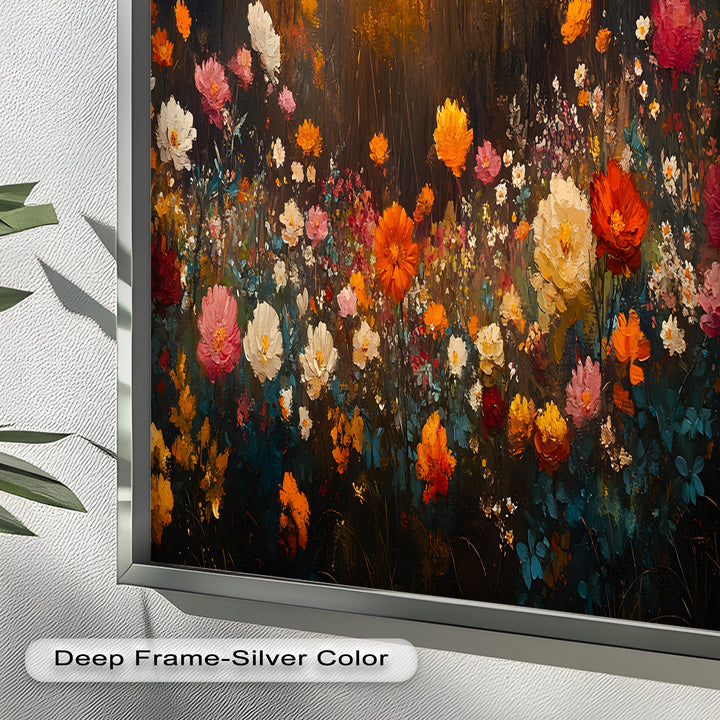 Autumn Forest Flower Wall Art – Colorful Floral Oil Painting