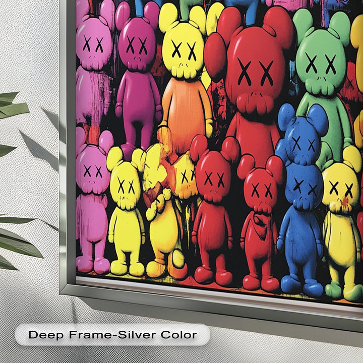 KAWS Rainbow Parade – Mehrfarbiges Pop-Art-Ölgemälde