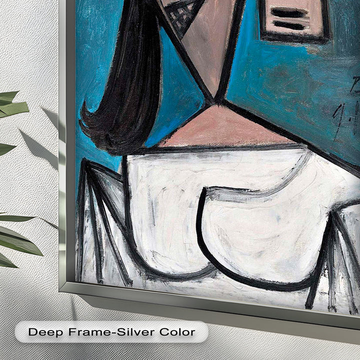 Angular Expression – Cubist Woman in White Dress Picasso Oil Painting
