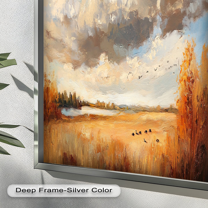 Autumn Meadow Wall Art – Impressionist Landscape Oil Painting