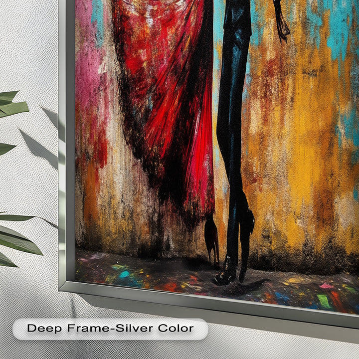 Whirl of Passion – Dancing Lovers in Red Love Oil Painting