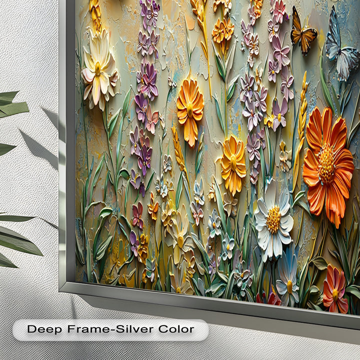 Abstract Floral Butterflies – Modern Oil Painting