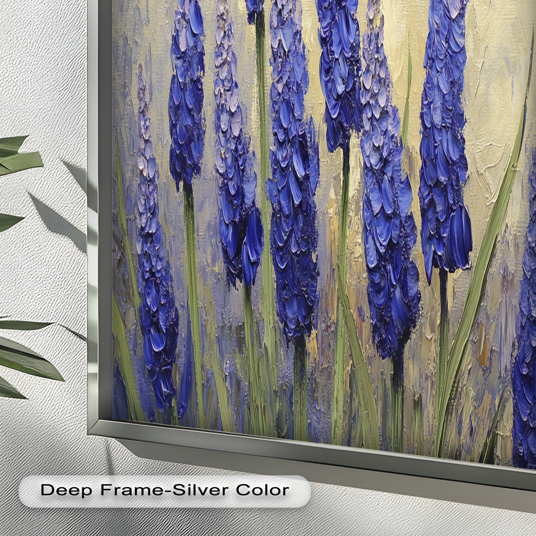 Lavender Spires in Bloom – Purple Blossom Flower Oil Painting