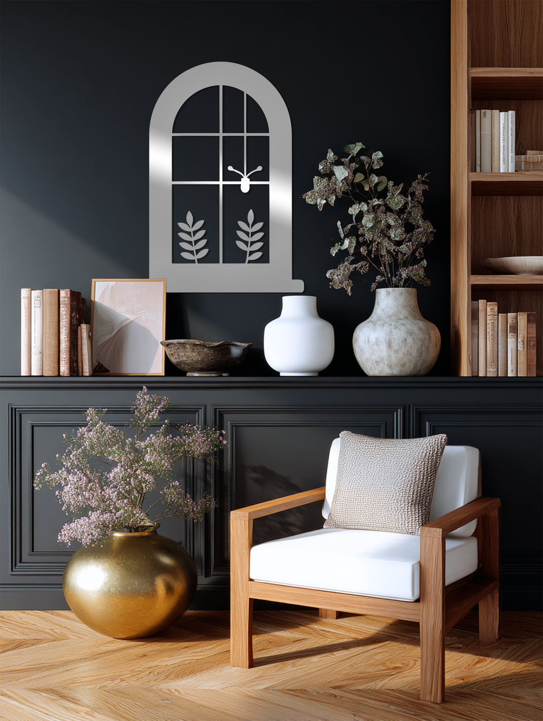 Window View Metal Wall Art – Botanical Silhouette Design