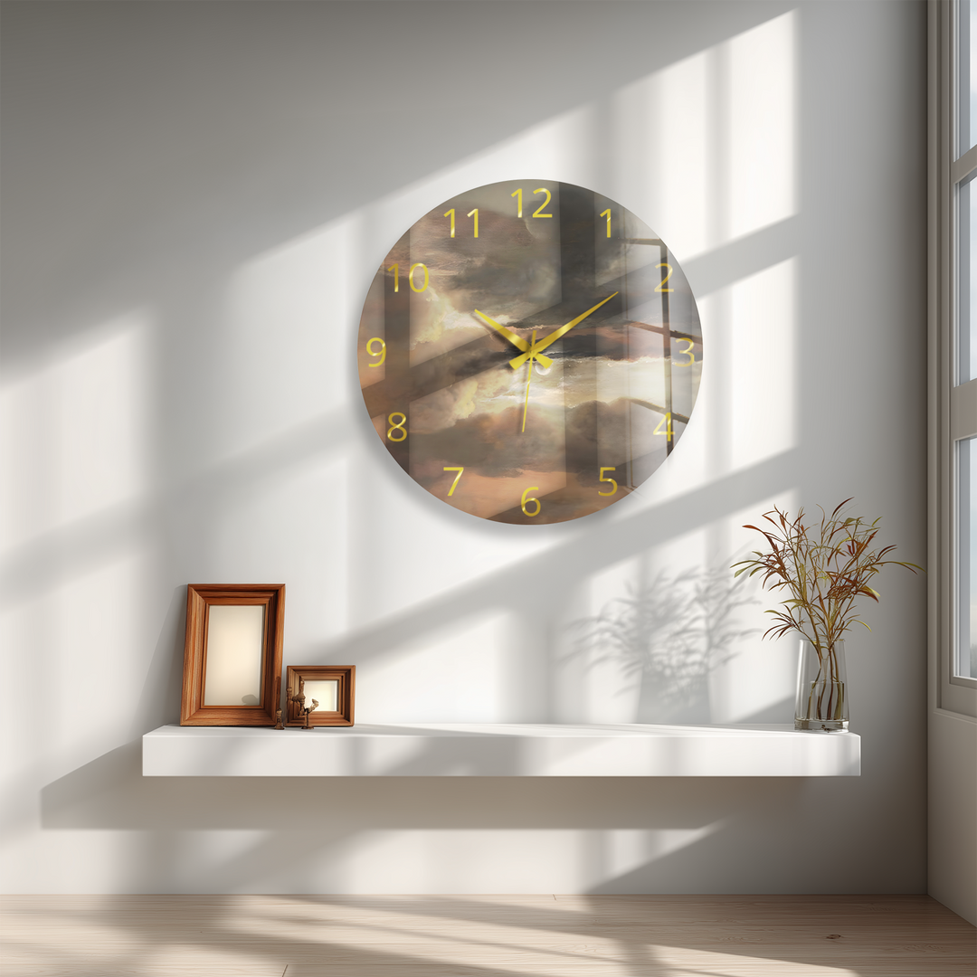 Storm Clouds Glass Wall Clock – Moody Sky Wall Decor