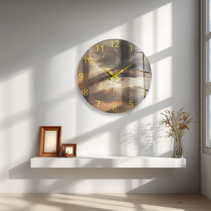 Storm Clouds Glass Wall Clock – Moody Sky Wall Decor