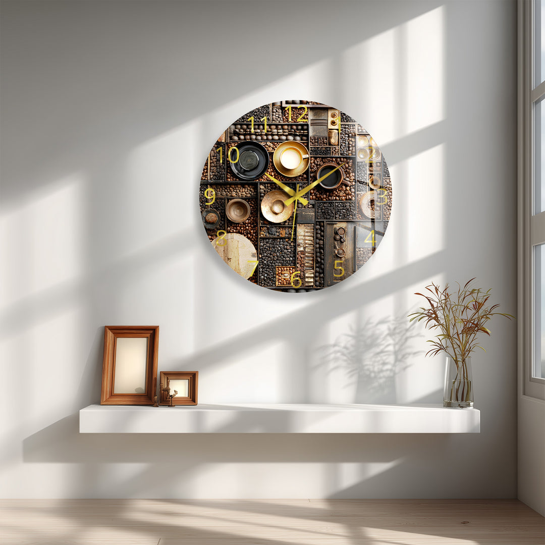 Kaffeebohnen-Glas-Wanduhr – rustikale Kaffee-Bar-Dekoration