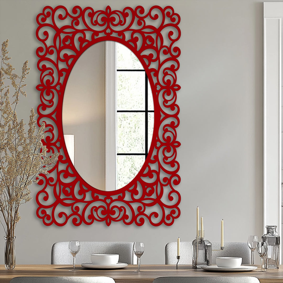 Regal Scrollwork Oval Wall Mirror – Baroque Frame Accent