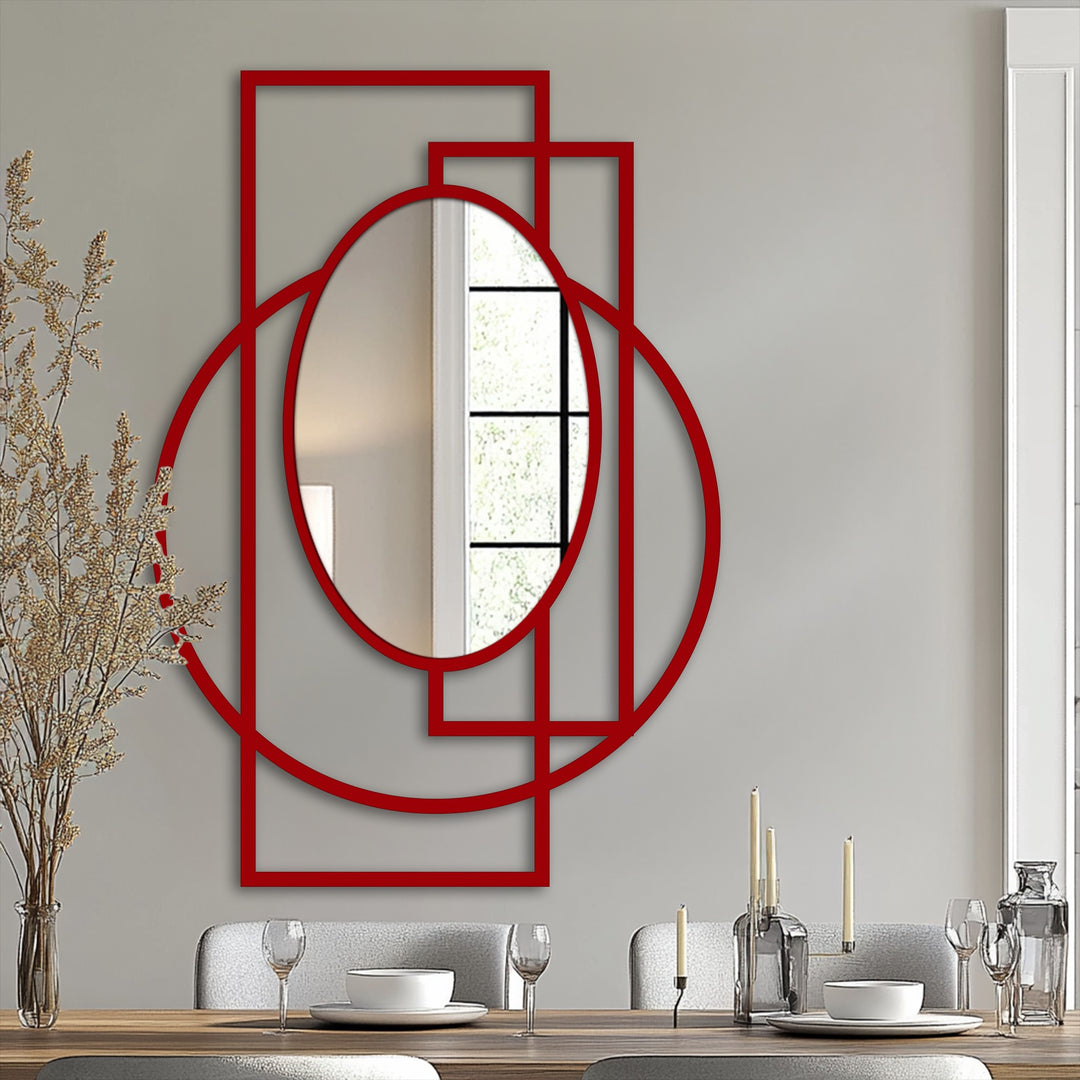 Intersected Rings + Frame Oval Wall Mirror – Modern Geometry Statement