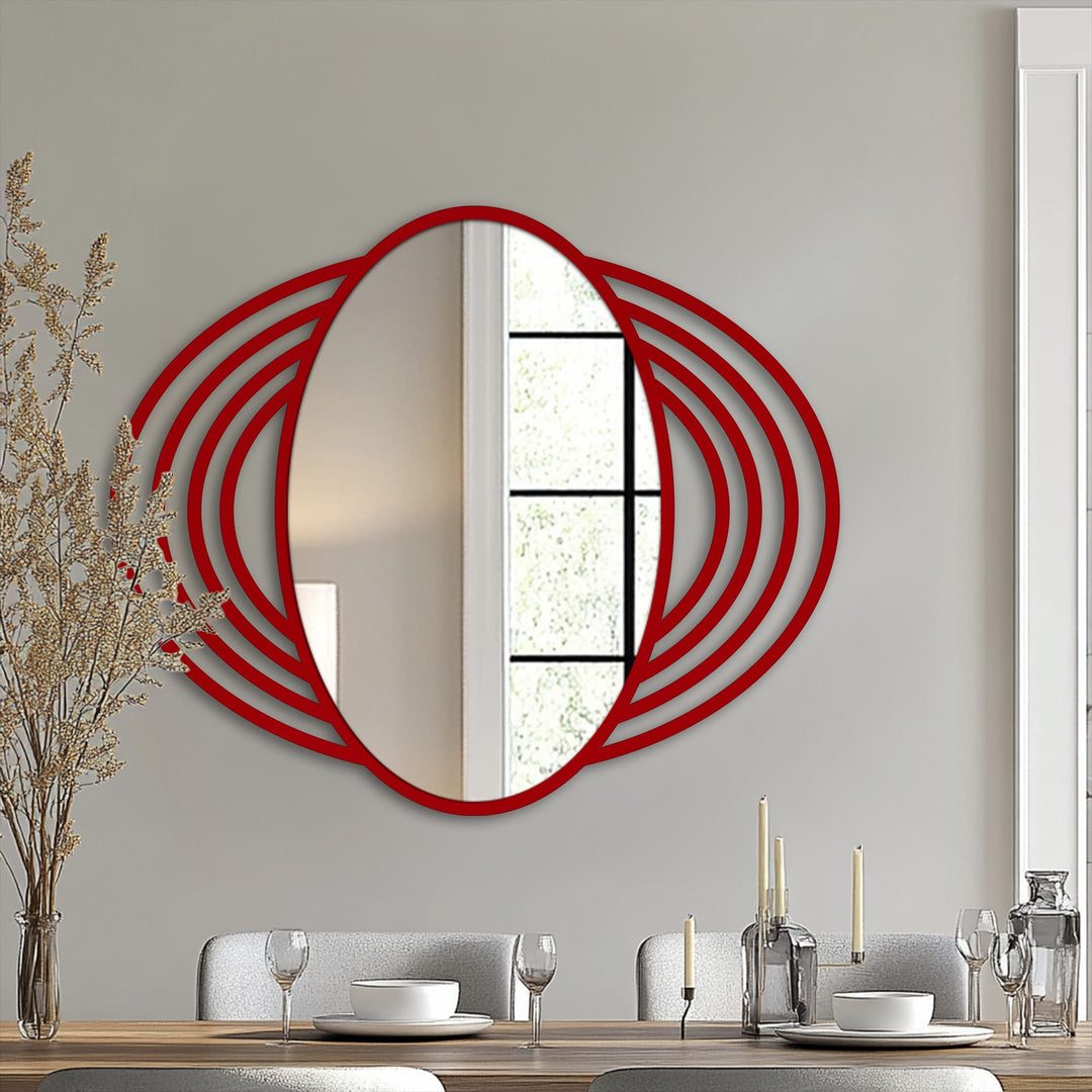 Cosmic Waves Oval Wall Mirror – Modern Layered Metal Mirror
