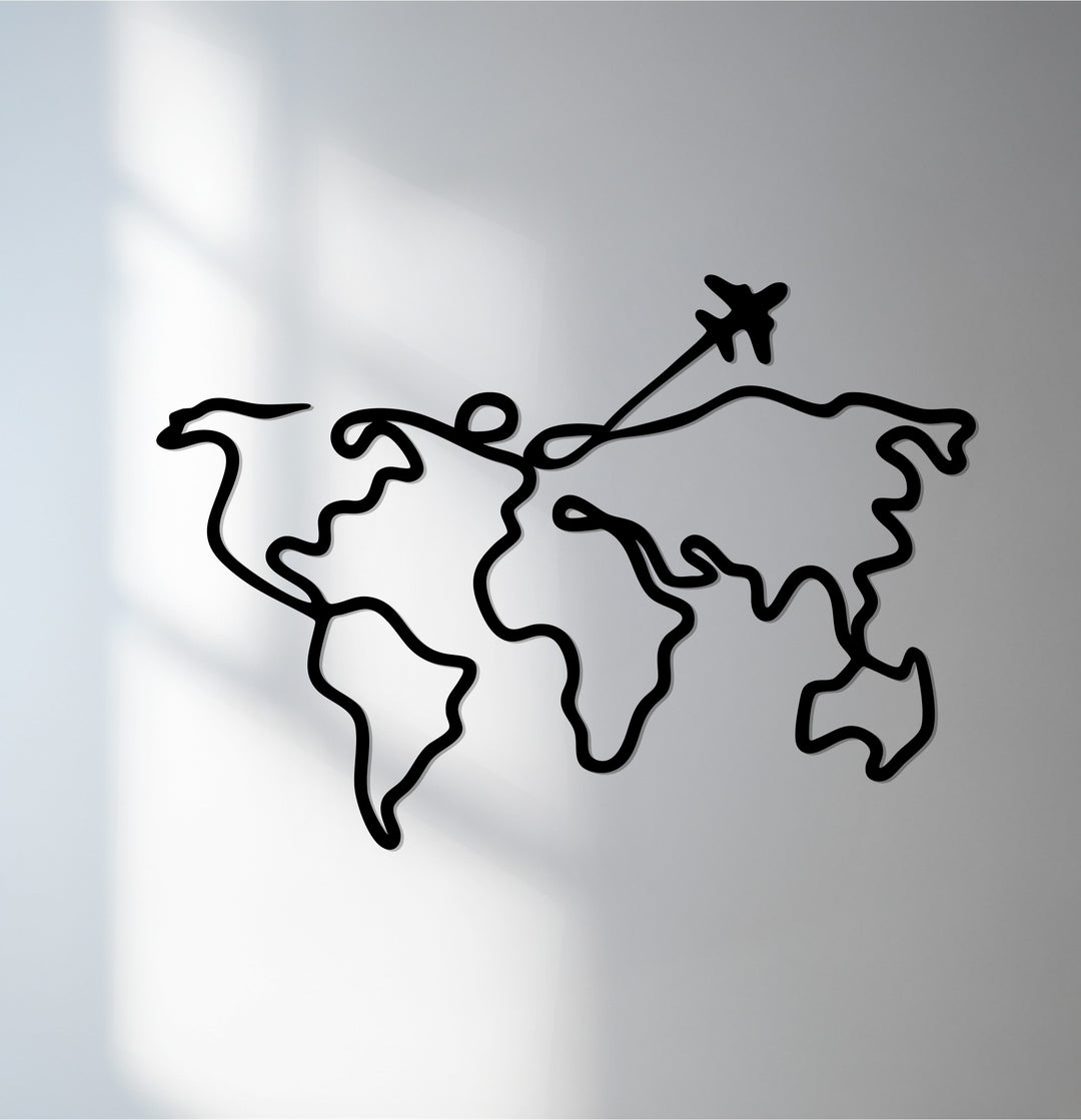 World map metal wall art