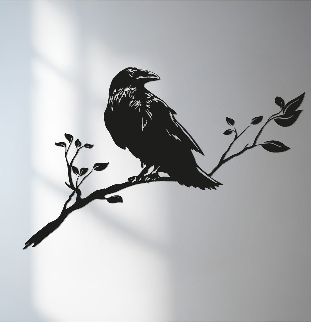 Raven silhouette black metal wall art decor