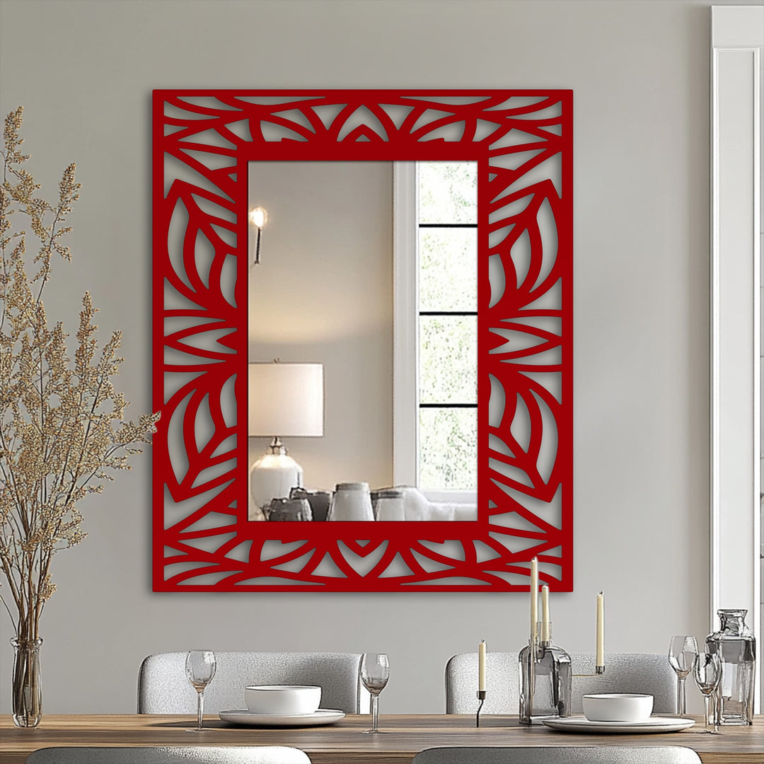 Organic forms compose the frame of this modern wall mirrors piece, with a tropical leaf silhouette adding an artful touch.