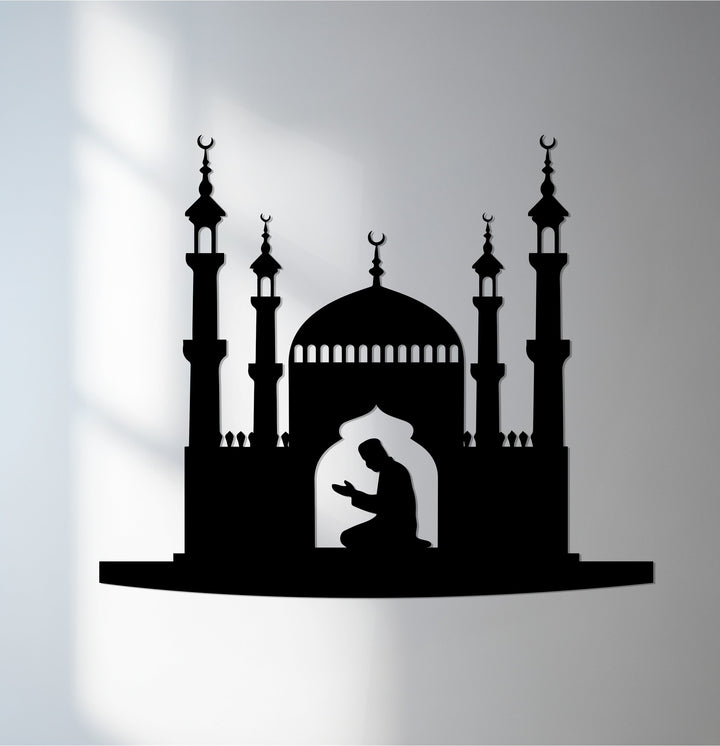 Praying man mosque metal wall art