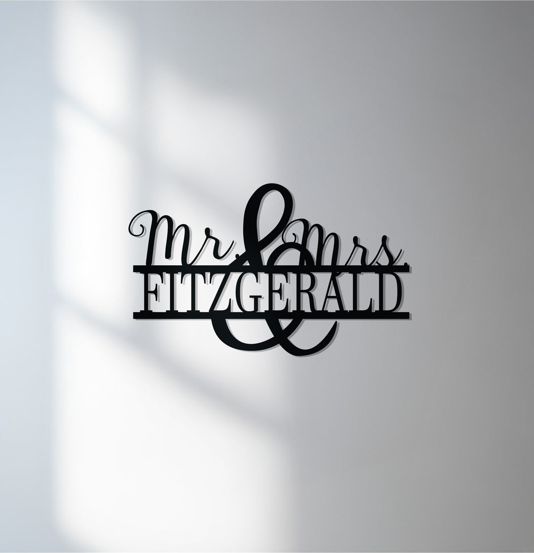 Mr & Mrs Sullivan personalized metal wall sign