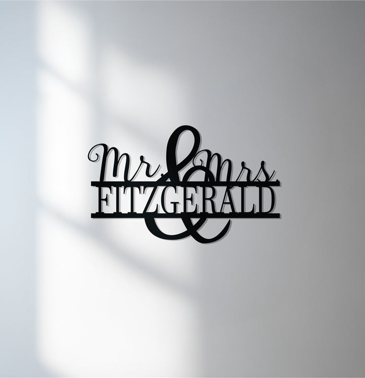 Mr & Mrs Sullivan personalized metal wall sign