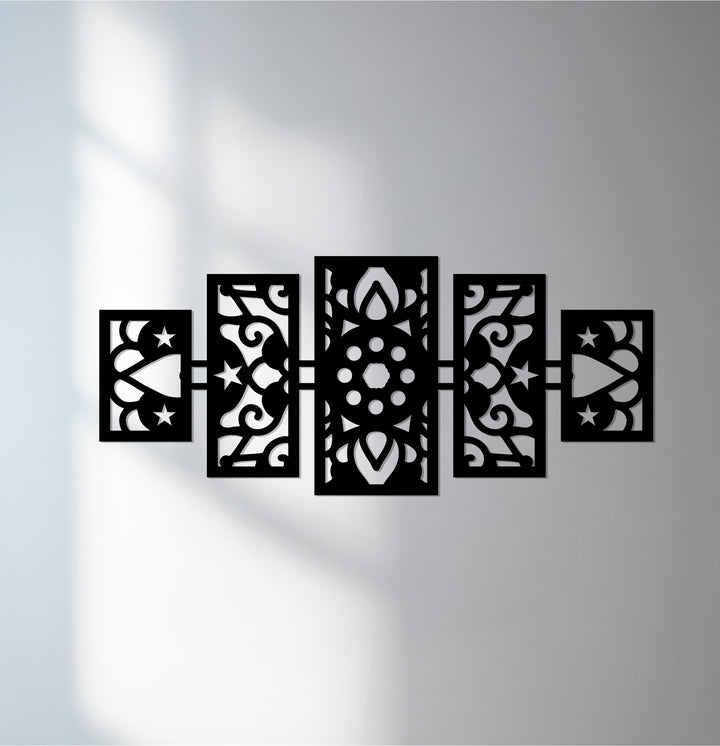 Five panel Islamic metal wall art