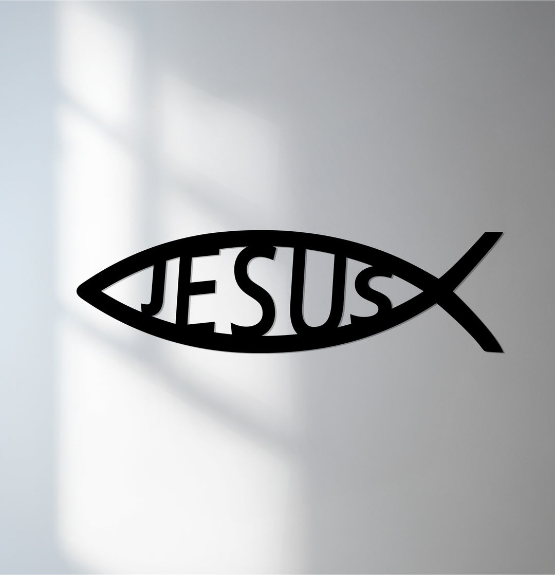 Jesus fish metal wall art