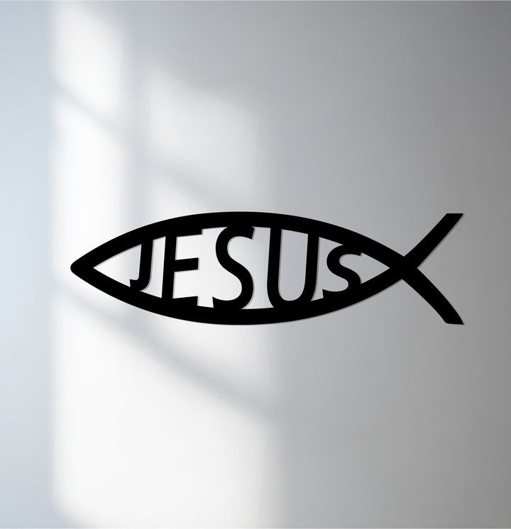 Jesus fish metal wall art