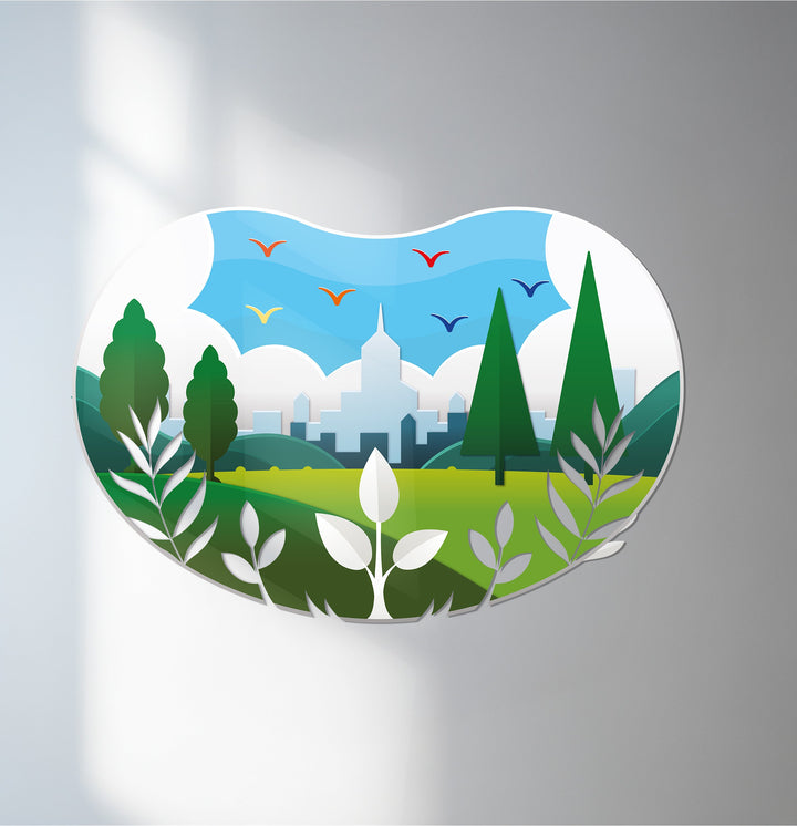 Modern city and nature landscape metal wall art