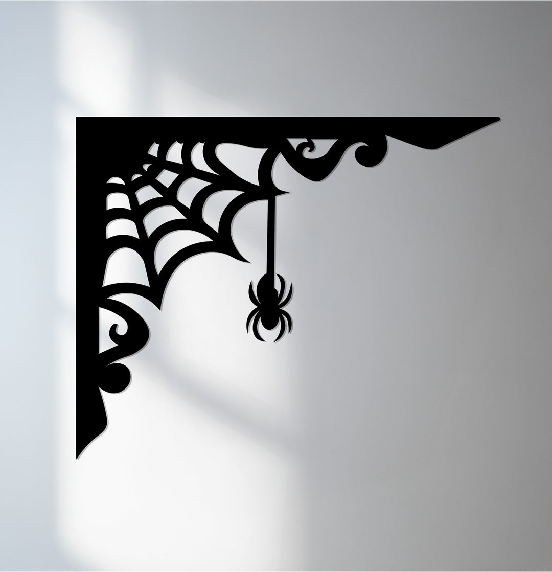 Spider web corner black metal wall art décor