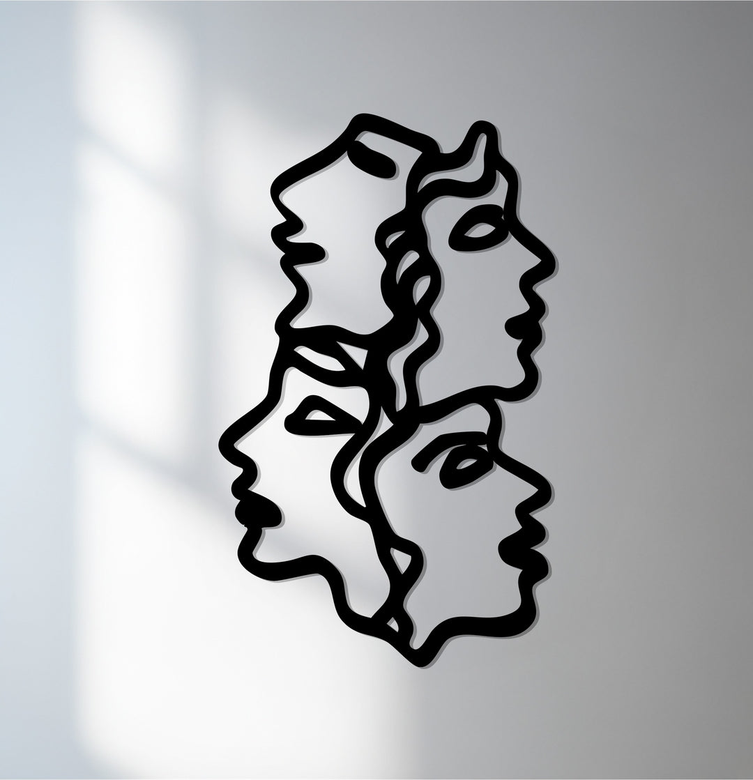 Minimalist abstract faces metal wall décor