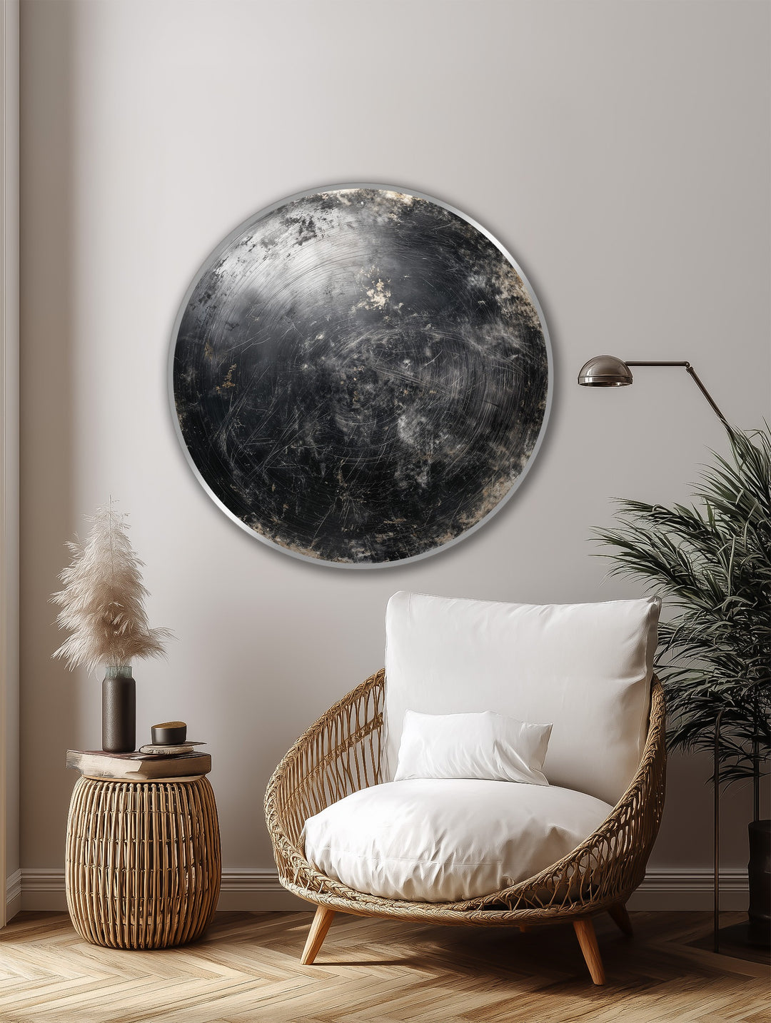 Oval der kosmischen Wellen Wandspiegel  – Moderner, geschichteter Metallspiegel