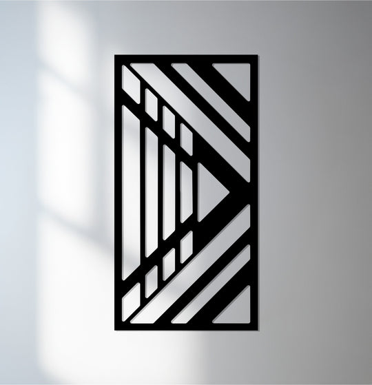Focusing on the layering effect, this modern geometric metal wall art showcases dynamic overlapping lines, providing a visually stunning piece of metal artwork.