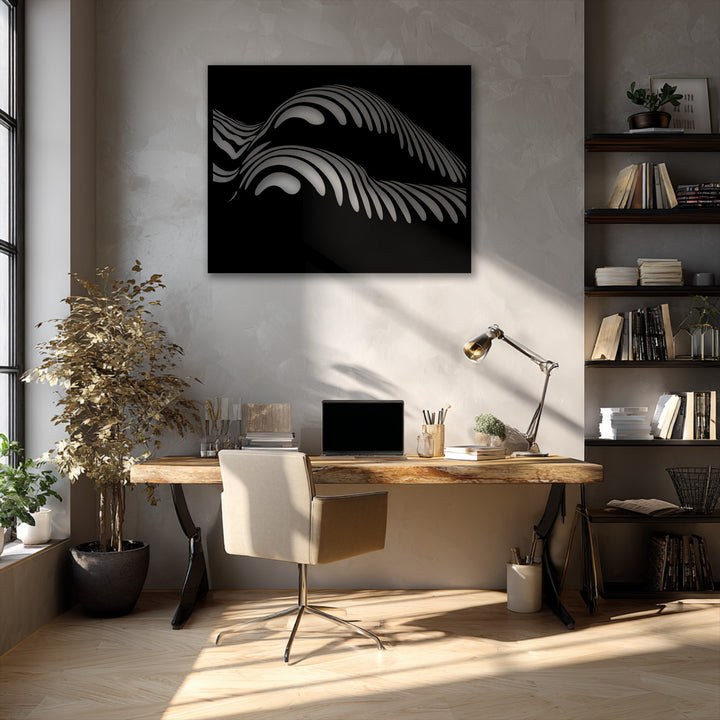 Observing the modern flowing wave metal wall decor reveals a captivating interplay of depth and layered lines, creating a visual undulation.