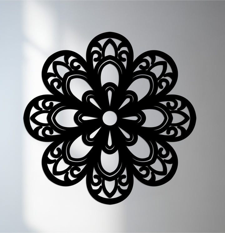 Floral mandala metal wall art