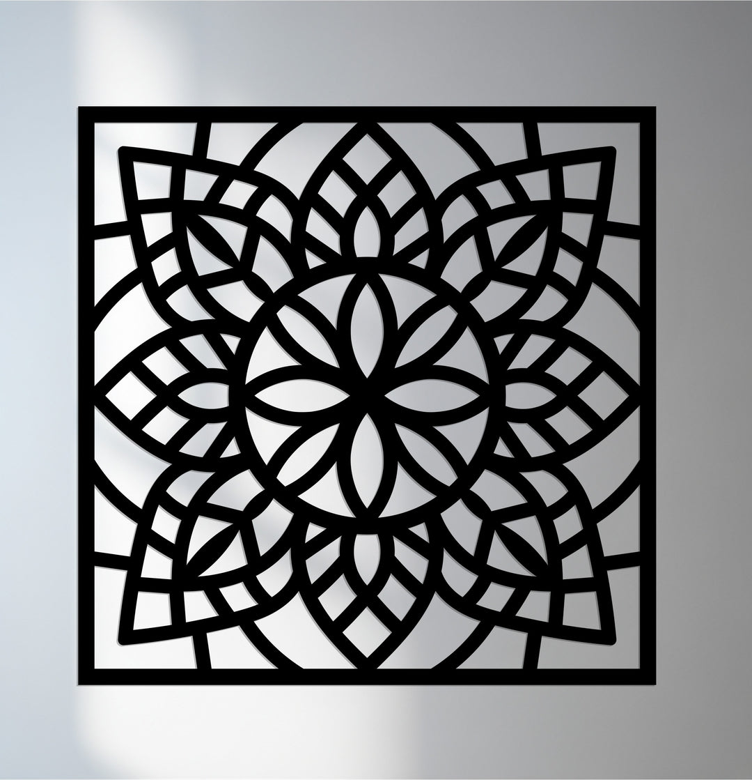 Mandala metal wall art square geometric design