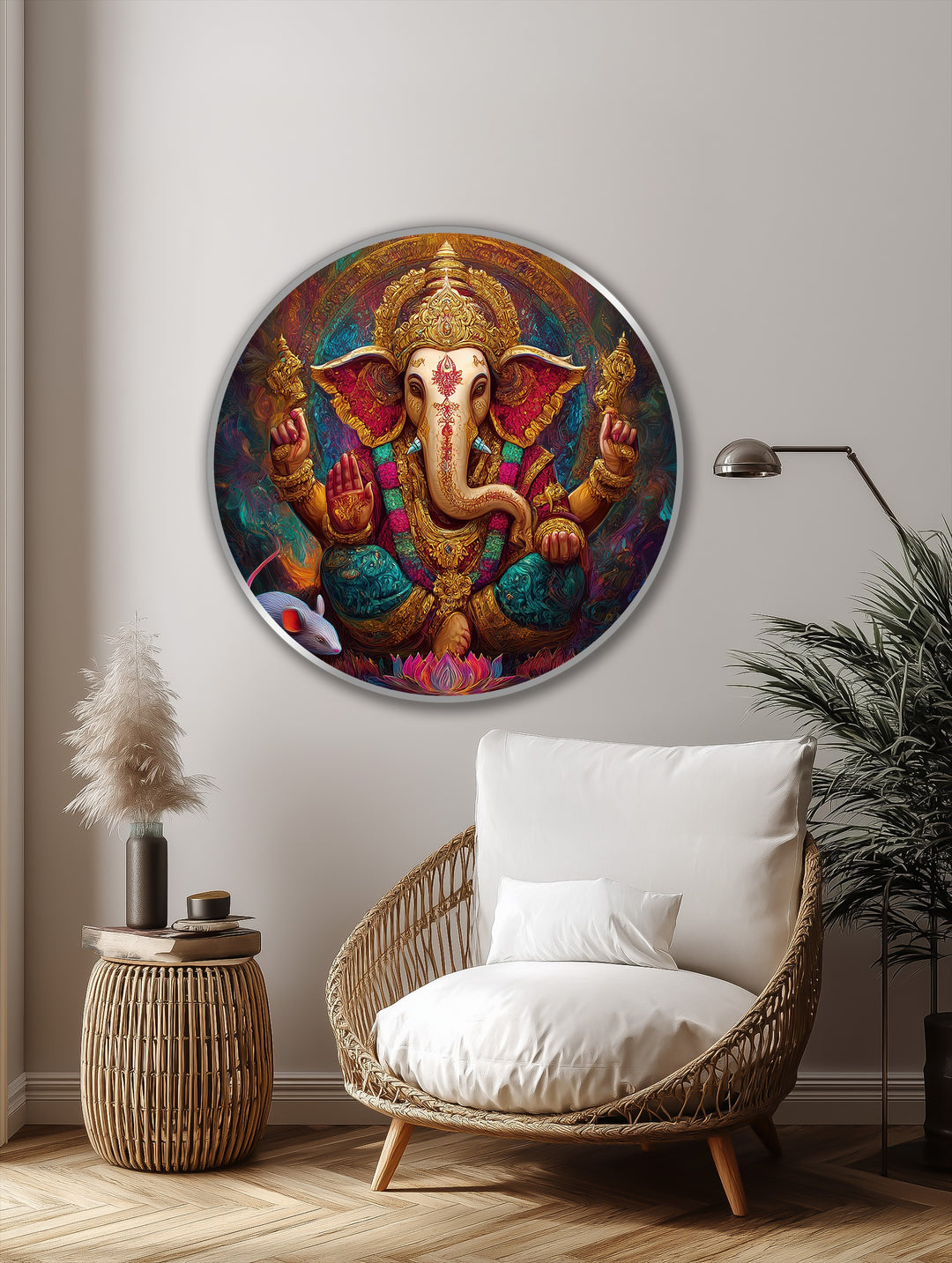 Divine Prosperity – Ganesha Radiant Gold Oil Painting