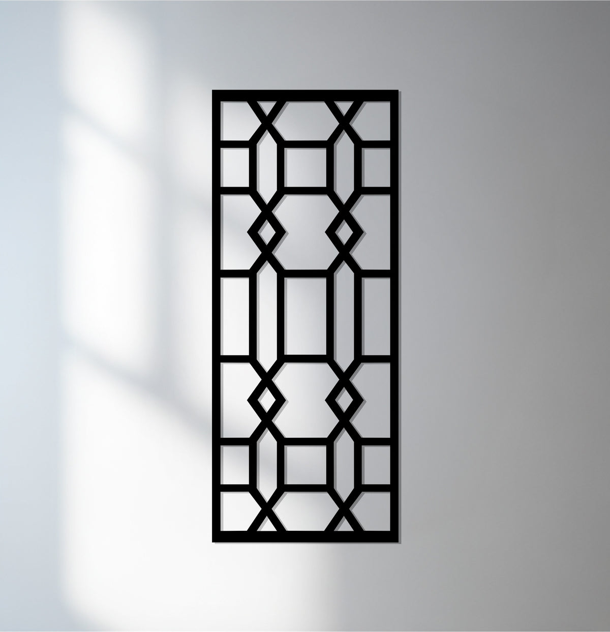 Smooth surface texture enhances the modern geometric metal wall decor of this architect grid metal wall art, with its precise laser-cut design.