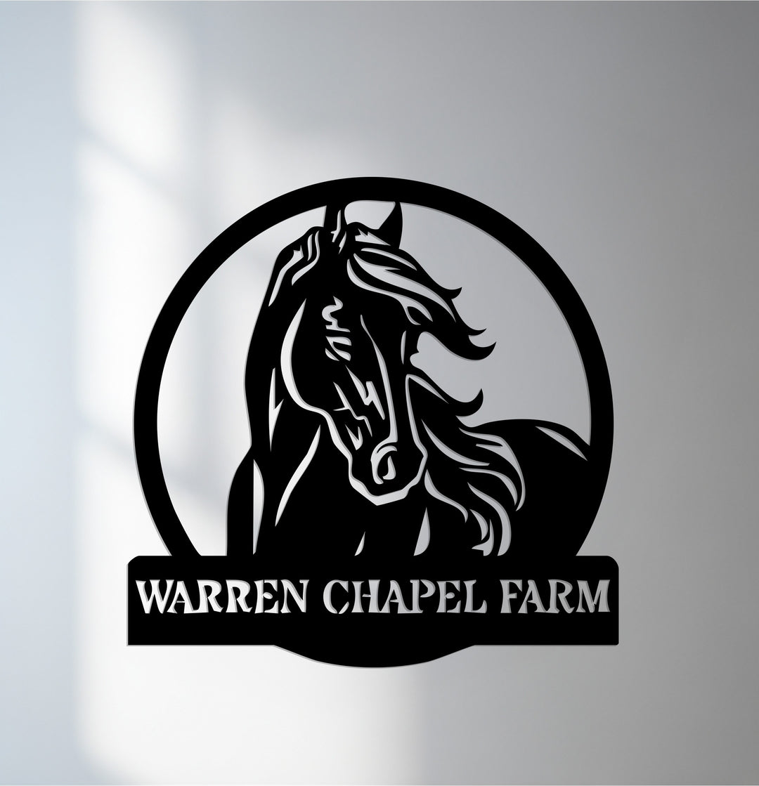 Personalized horse farm metal wall art sign