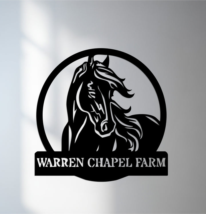 Personalized horse farm metal wall art sign