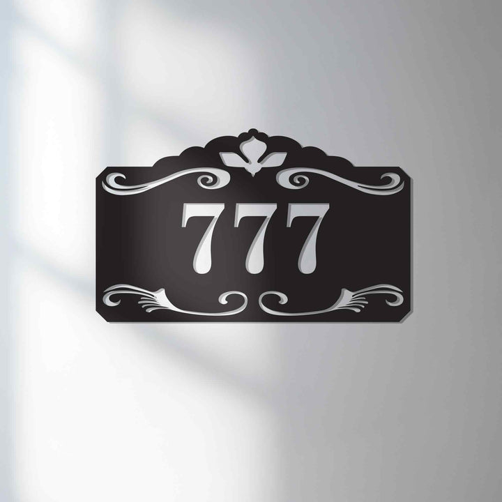 Elegant vintage metal address plaque exterior