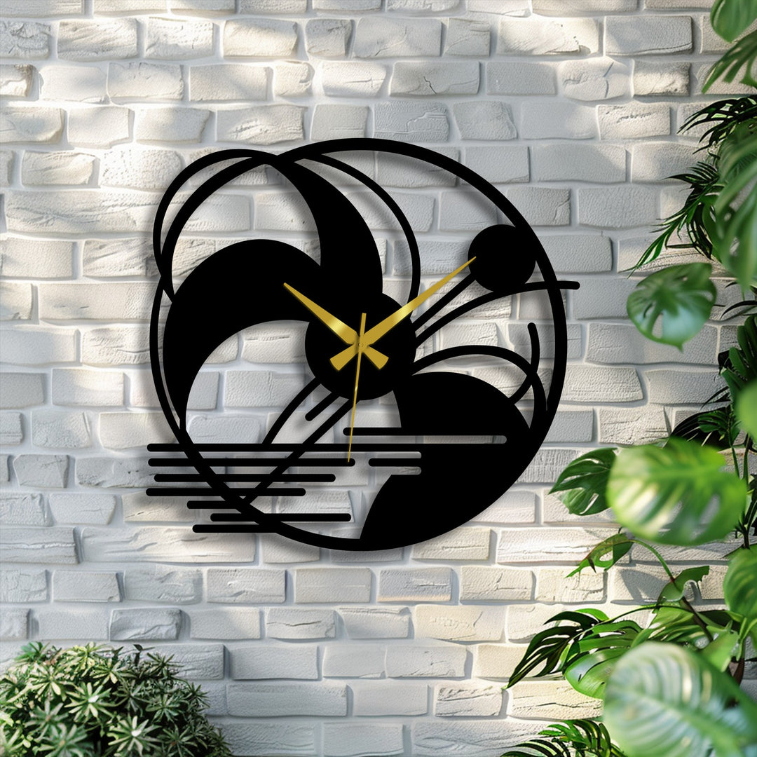 Abstract Landscape Metal Wall Clock with Modern Artistic Design