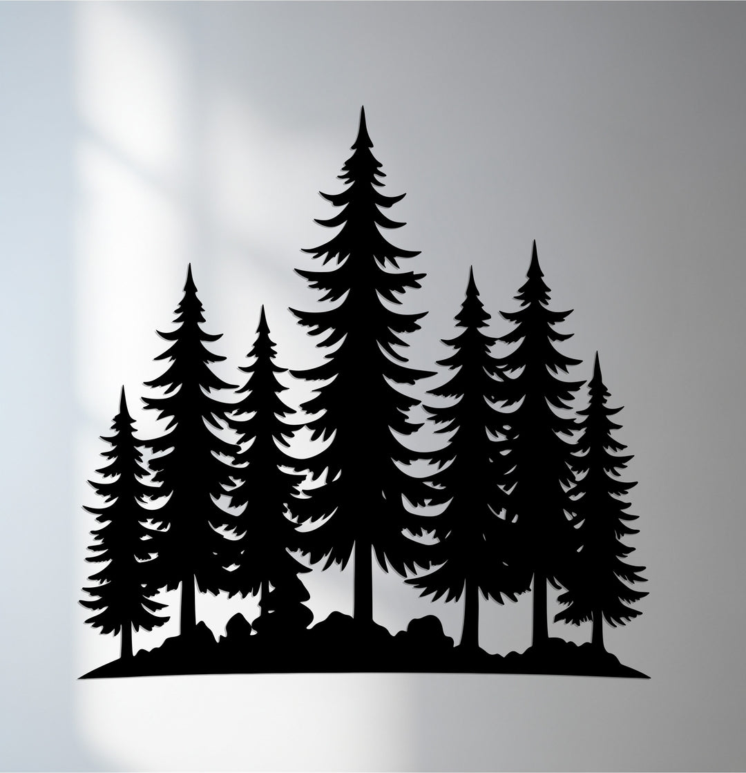 Pine forest metal wall art for rustic home décor