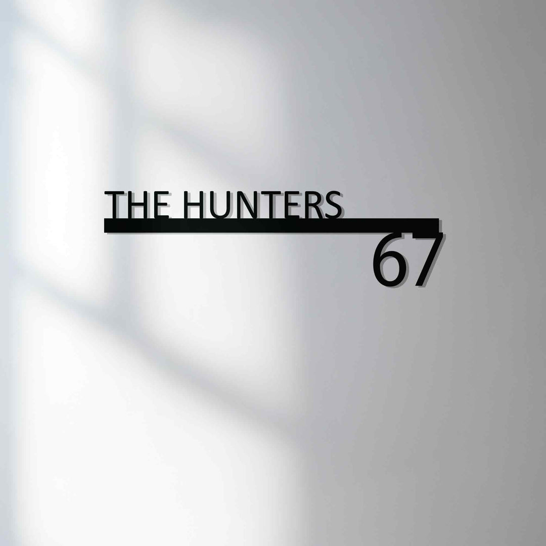 Minimalist metal family name sign modern design