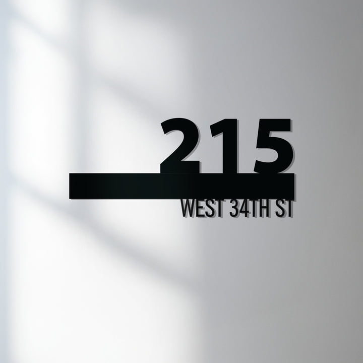 Architectural metal house number sign exterior