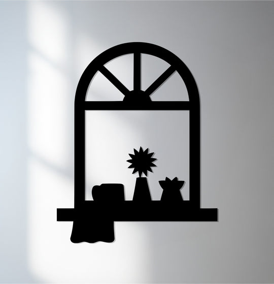 With gentle curves, the draped fabric on the Cozy Window Frame Metal Wall Art is the softest element in this decoration wall art piece for minimalist modern home decor.