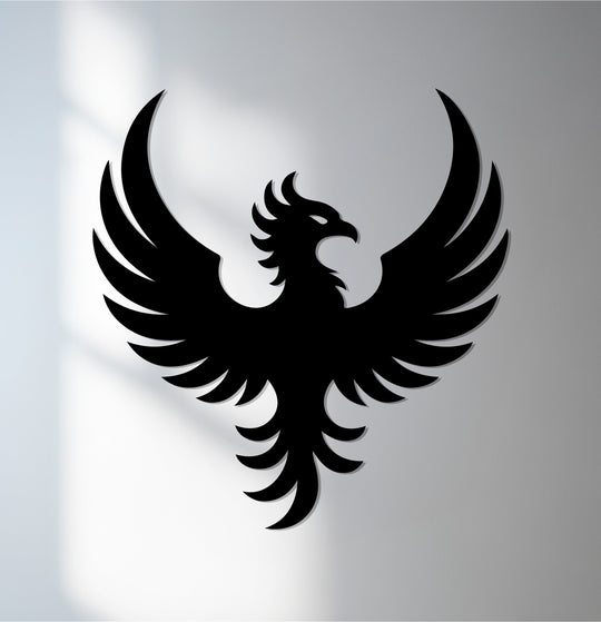 Showcasing organic forms in this metal decoration wall art, a phoenix rises with stylized feathers forming unique, natural-feeling curves.