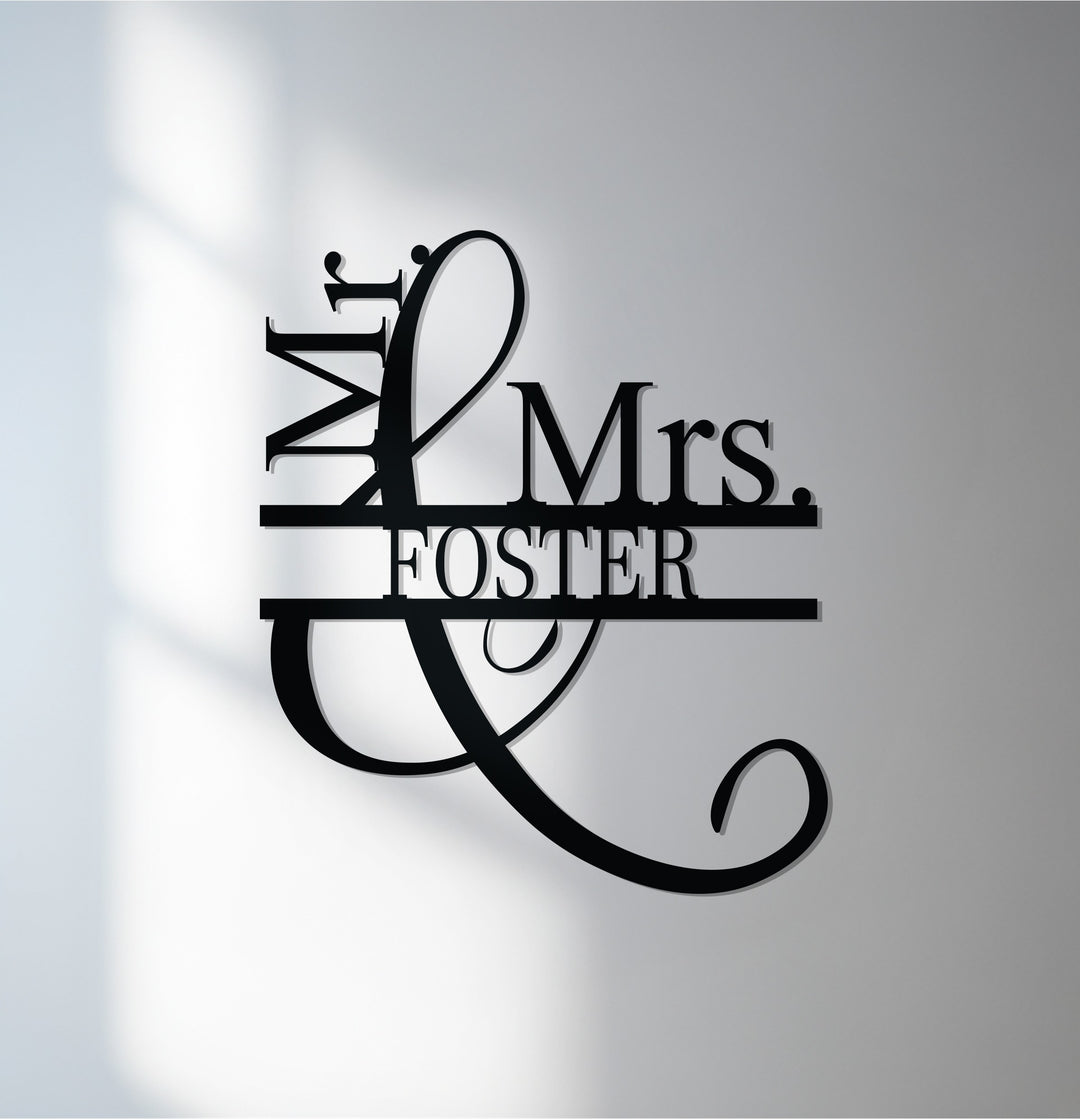 Personalized Mr. & Mrs. Brooks metal wall art decor