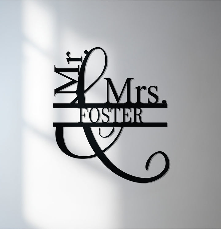 Personalized Mr. & Mrs. Brooks metal wall art decor